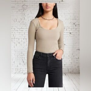 Open Edit Square Neck Top Size Large NWT | Great Chia Hue + Soft Stretch Layers